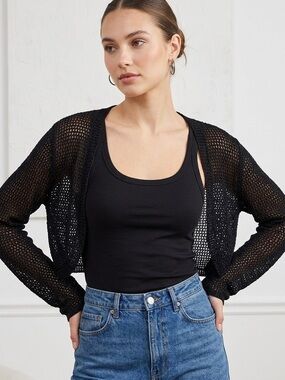 Le Chateau Women's Elegant Black Knit Cardigan